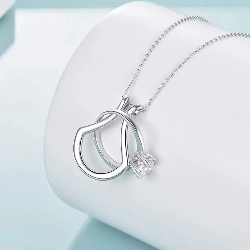 Stainless Steel U-Shaped Ring Holder Necklace – Minimalist Pendant for Everyday Use