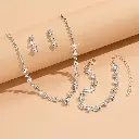Sparkling Designer Necklace Set - Irregular Rhinestone Cluster Necklace, Bracelet, and Earrings for Women