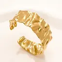 18K Gold Chunky Hammered Open Bracelet – Textured Stainless Steel Cuff for Women