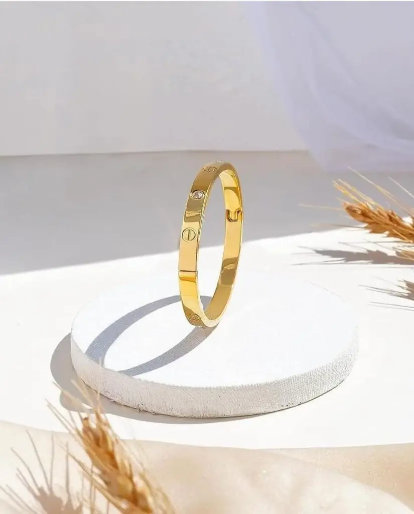 Radiant Embrace – Gold-Tone Love Bracelet