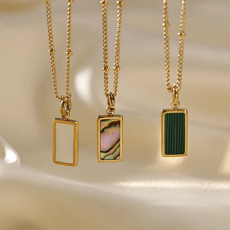 18K Gold Stainless Steel Seashell & Malachite Pendant – Summer Pendants for Women