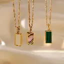 18K Gold Stainless Steel Seashell & Malachite Pendant – Summer Pendants for Women