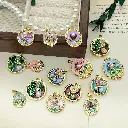 18K Gold Handmade Gemstone Pendant – Enamel Rose, Real Pearl & Oil Painting-Inspired Design